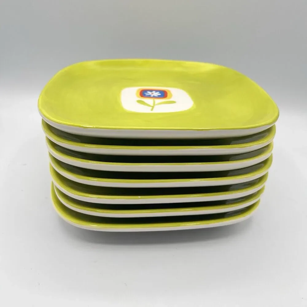 Winston Porter Borgeo Plates Set Of 7 - Green